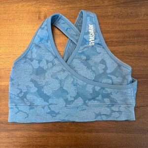Gymshark Women's Adapt Camo‎ Seamless Sports Bra Blue XS GLSB4298-LUB